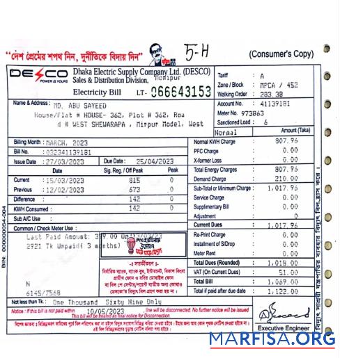 Printable INDIA DECO utility bill Word and PDF template